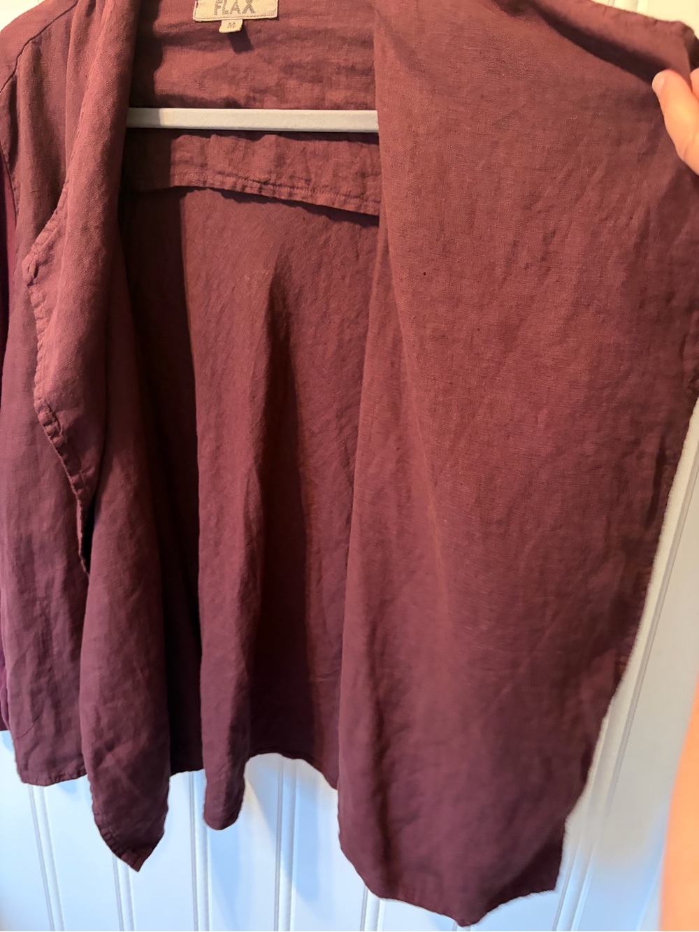 Flax Open-front Drape Cardigan Linen Cotton Blend Sleeves Size Medium - Picture 5 of 11